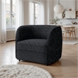 Srey Accent Chair- 37 Inch- Plush Black Boucle- Curved Kidney Shape