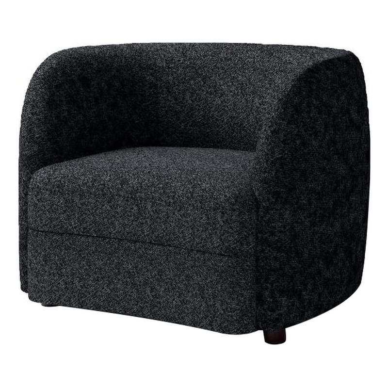 Srey Accent Chair- 37 Inch- Plush Black Boucle- Curved Kidney Shape