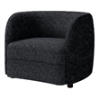 Srey Accent Chair- 37 Inch- Plush Black Boucle- Curved Kidney Shape