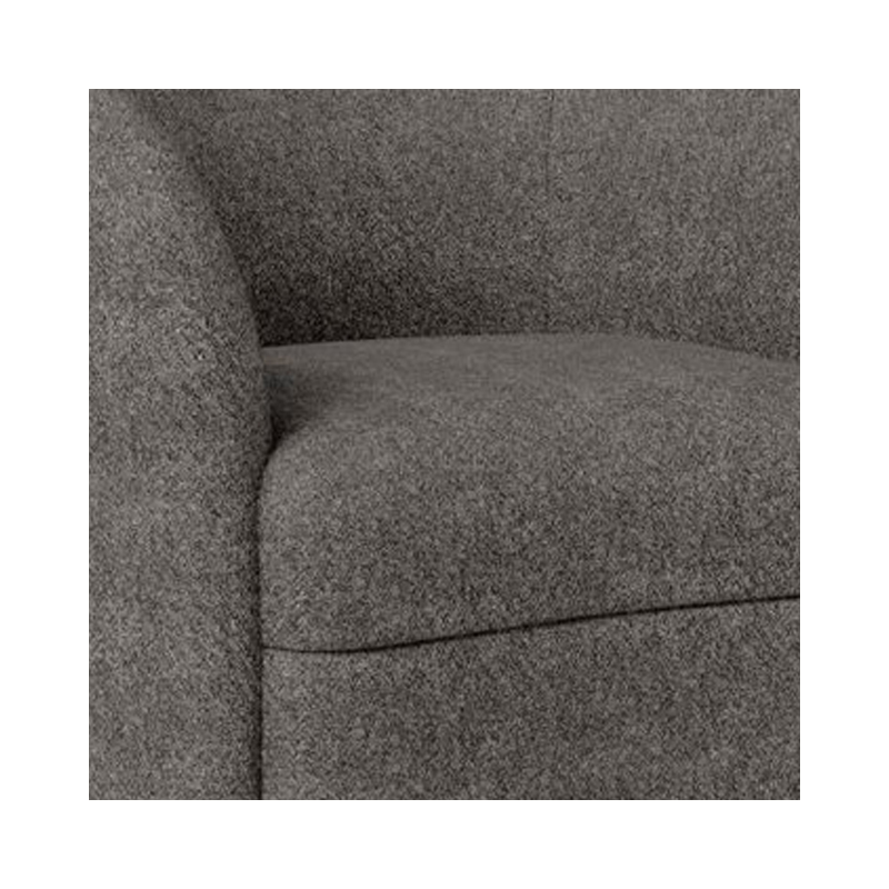 Srey Accent Chair- 37 Inch- Plush Gray Boucle- Curved Kidney Shape