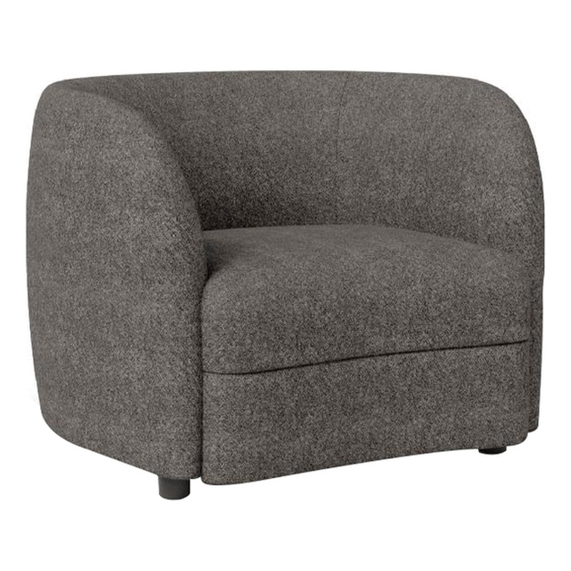 Srey Accent Chair- 37 Inch- Plush Gray Boucle- Curved Kidney Shape