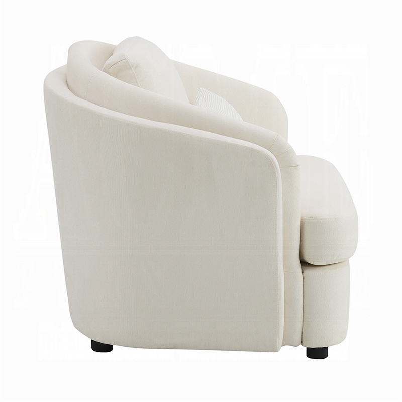 Riku Accent Armchair- 2 Lumbar Pillows- Soft Beige Linen Seating