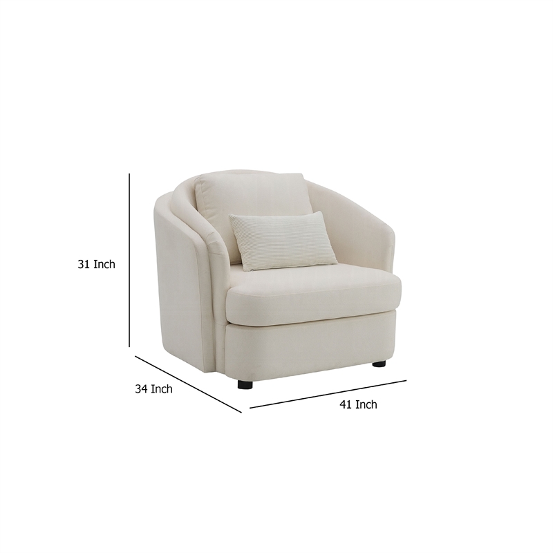 Riku Accent Armchair- 2 Lumbar Pillows- Soft Beige Linen Seating