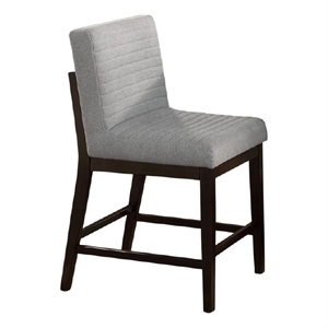 Eyna Counter Height Chair Set of 2- Gray Linen- Espresso Brown Wood
