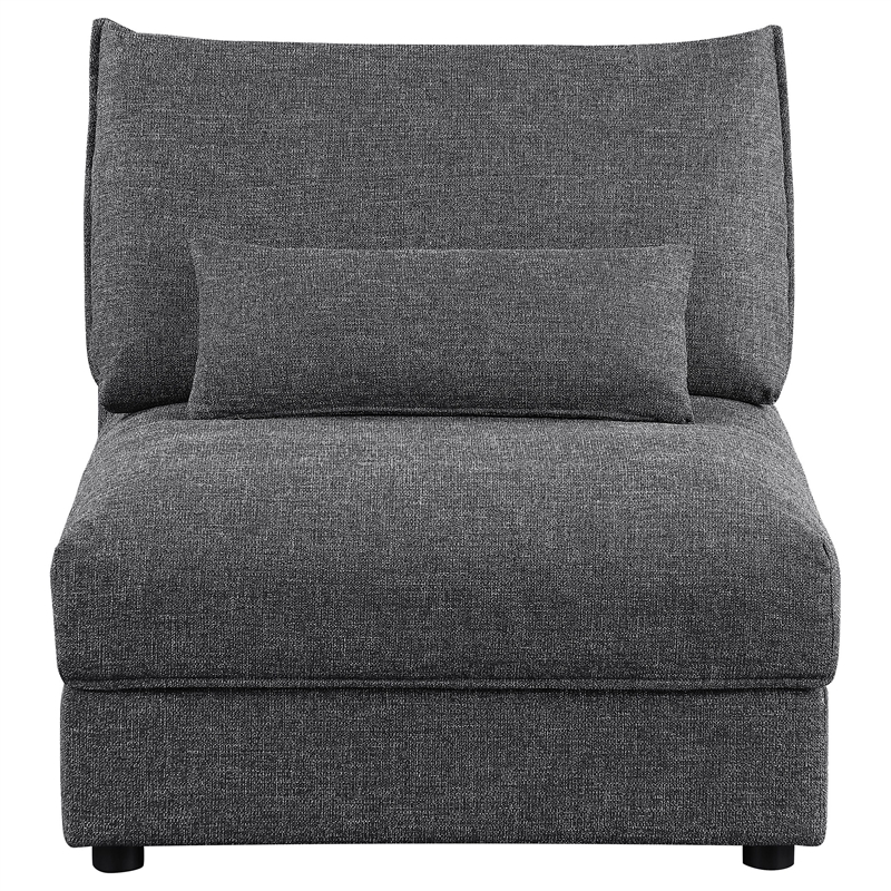 Ash 35 Inch Armless Accent Sofa Chair with Cushions- Modular- Gray Black