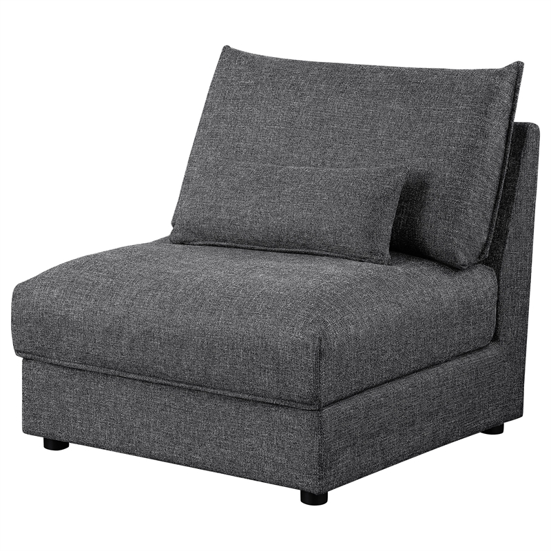 Ash 35 Inch Armless Accent Sofa Chair with Cushions- Modular- Gray Black
