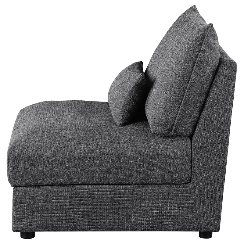 Ash 35 Inch Armless Accent Sofa Chair with Cushions- Modular- Gray Black