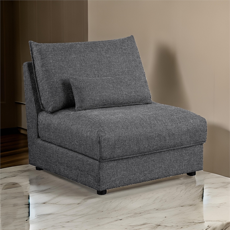 Ash 35 Inch Armless Accent Sofa Chair with Cushions- Modular- Gray Black