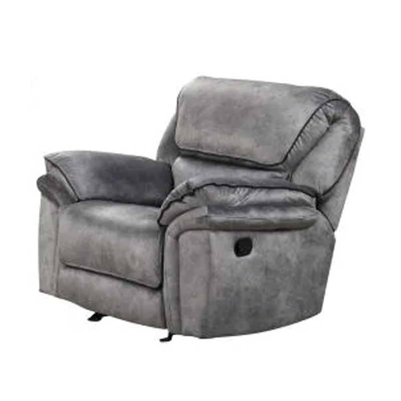 Remma Manual Glider Recliner Chair- Gray Faux Leather- Pillow Arms
