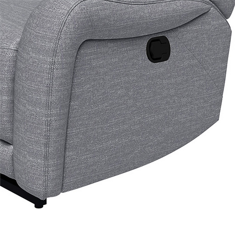 Clair Manual Recliner Chair with Scrolled Arms- Wood Frame- Gray Fabric
