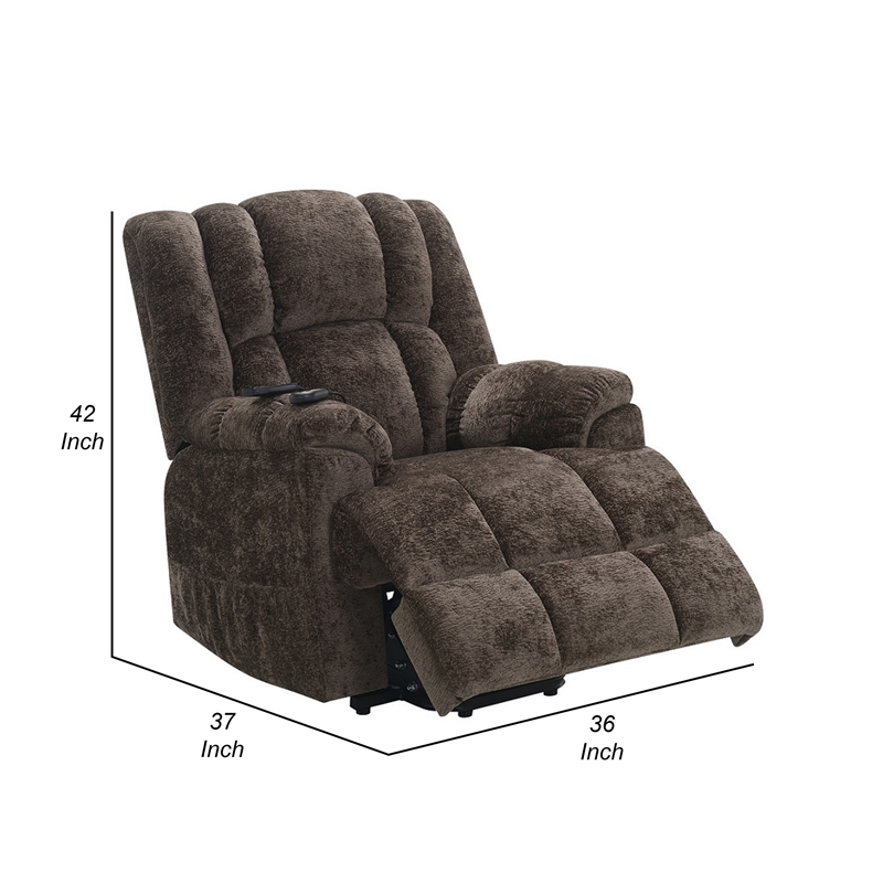 Cassy Power Recliner Chair with Lift- Heating- Massage- Brown Velvet