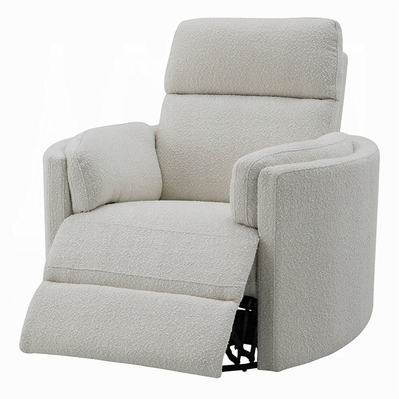 Siri Swivel Glider Recliner Chair- Plush Beige Boucle- Soft Cushioned
