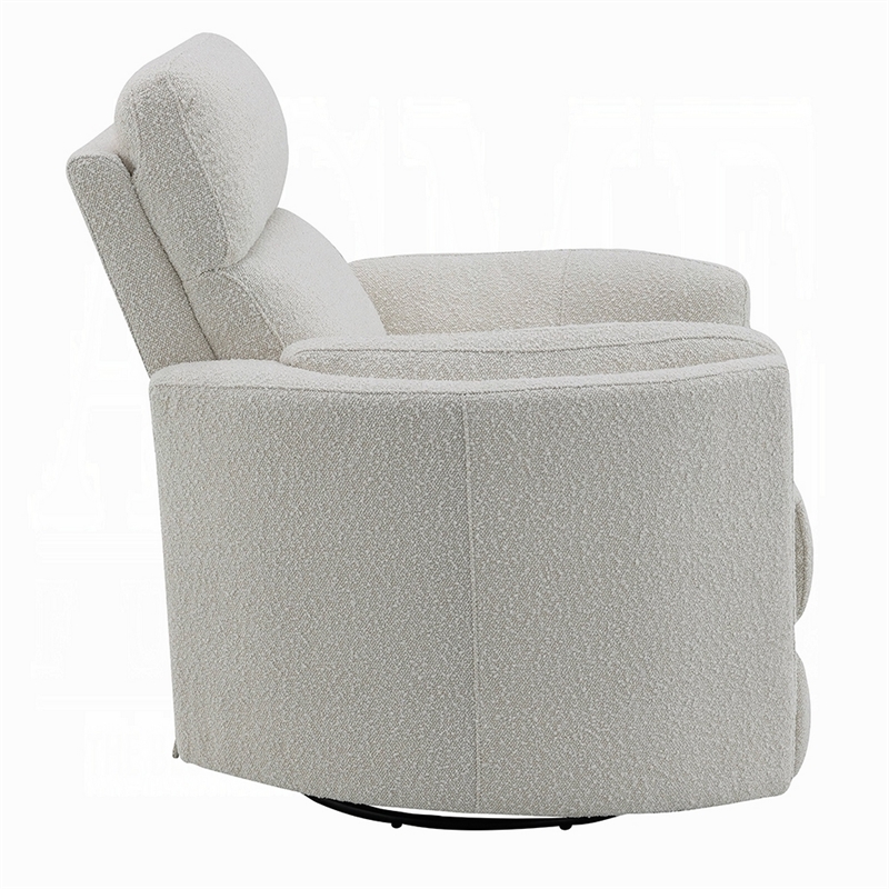 Siri Swivel Glider Recliner Chair- Plush Beige Boucle- Soft Cushioned
