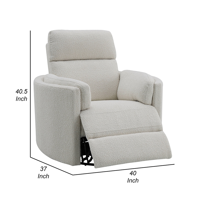 Siri Swivel Glider Recliner Chair- Plush Beige Boucle- Soft Cushioned