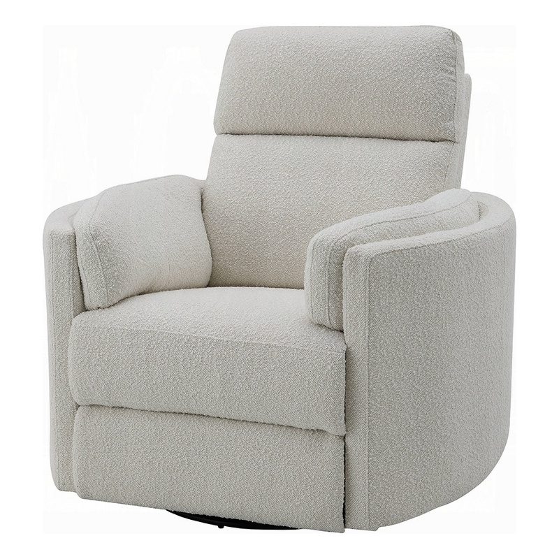 Siri Swivel Glider Recliner Chair- Plush Beige Boucle- Soft Cushioned