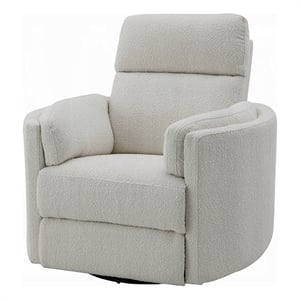 Siri Swivel Glider Recliner Chair- Plush Beige Boucle- Soft Cushioned