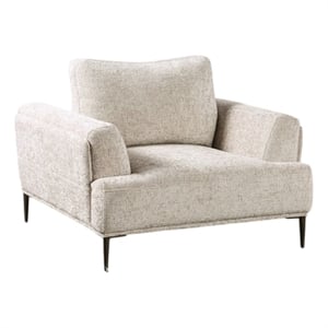 Batty Accent Chair- Light Brown Chenille- Attached Adjustable Back