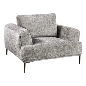 Batty Accent Club Chair- Gray Chenille Attached Adjustable Back Pillow