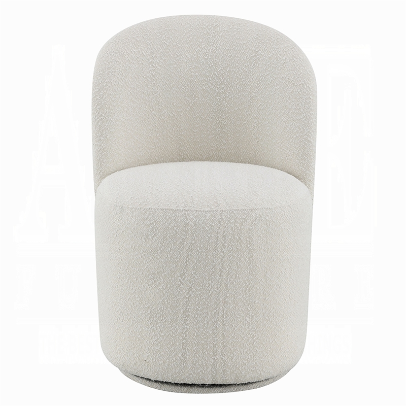 Accent Chair Set of 2- 360 Degree Swivel Rotation- Beige White Boucle