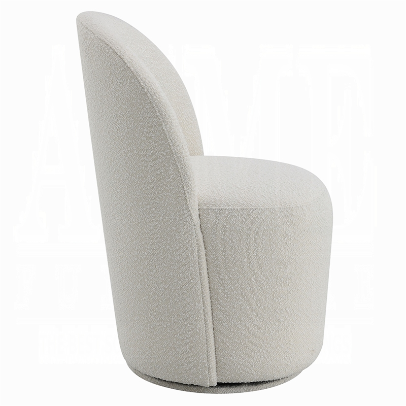 Accent Chair Set of 2- 360 Degree Swivel Rotation- Beige White Boucle