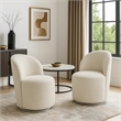Accent Chair Set of 2- 360 Degree Swivel Rotation- Beige White Boucle