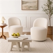 Accent Chair Set of 2- 360 Degree Swivel Rotation- Beige White Boucle