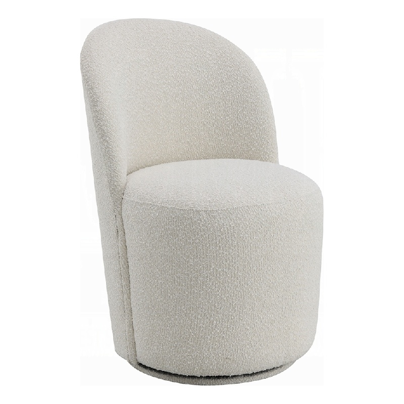 Accent Chair Set of 2- 360 Degree Swivel Rotation- Beige White Boucle