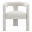 Side Dining Chair Set of 2- Textured Off White Boucle- Curved Back
