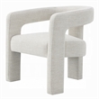 Side Dining Chair Set of 2- Textured Off White Boucle- Curved Back
