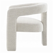 Side Dining Chair Set of 2- Textured Off White Boucle- Curved Back