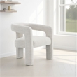 Side Dining Chair Set of 2- Textured Off White Boucle- Curved Back