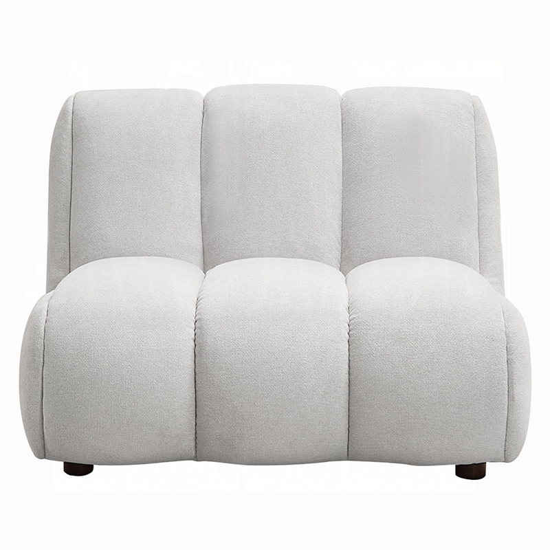 Nela Lounge Sofa Chair- Modern Bubble Silhouette- White Linen 42 Inch