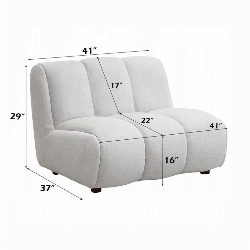 Nela Lounge Sofa Chair- Modern Bubble Silhouette- White Linen 42 Inch