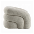 Swivel Accent Chair- Cloudlike Curved Design- Metal Base- Gray Boucle
