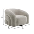 Swivel Accent Chair- Cloudlike Curved Design- Metal Base- Gray Boucle