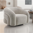 Swivel Accent Chair- Cloudlike Curved Design- Metal Base- Gray Boucle