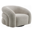Swivel Accent Chair- Cloudlike Curved Design- Metal Base- Gray Boucle