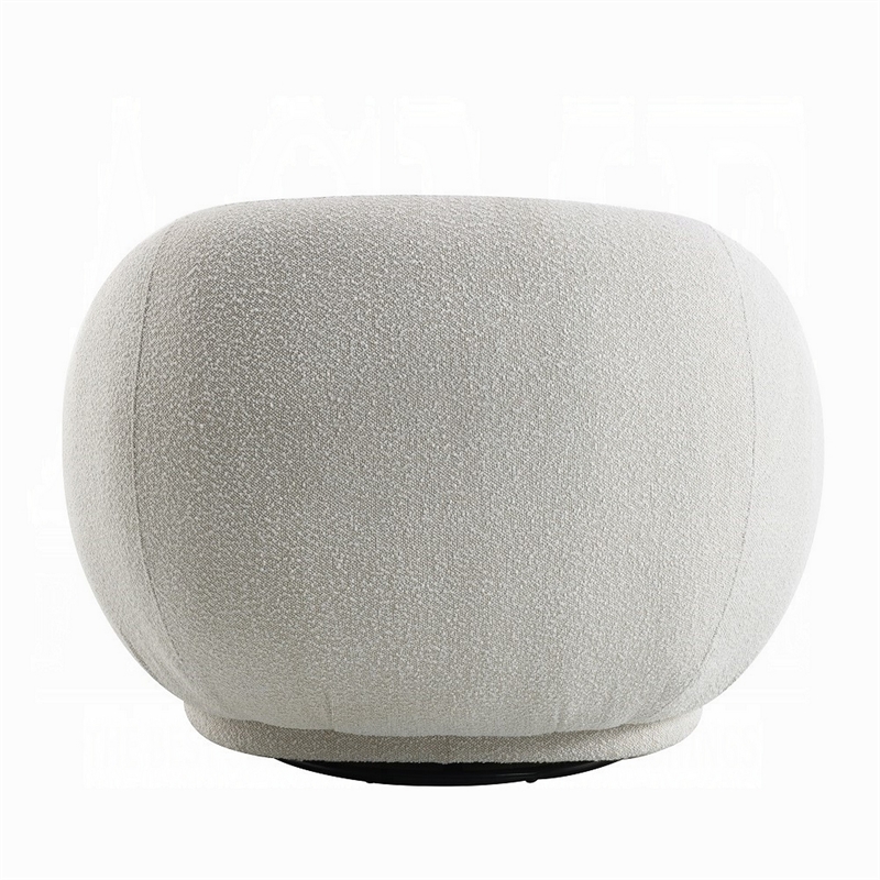 Keanu Swivel Accent Chair- Plush Round Cloudlike Design- Beige Boucle