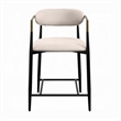 Vonn 25 Inch Counter Height Chair- Beige Fabric- Black Metal Frame