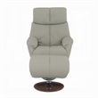 Doro Swivel Accent Chair w Ottoman- Gray Top Grain Leather- Round Base