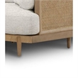 Senu Accent Chair- Rattan Woven Armrests- Beige- Brown Solid Wood
