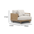 Senu Accent Chair- Rattan Woven Armrests- Beige- Brown Solid Wood
