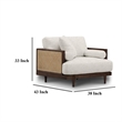 Senu Accent Chair- Rattan Woven Armrest- White- Brown Solid Wood
