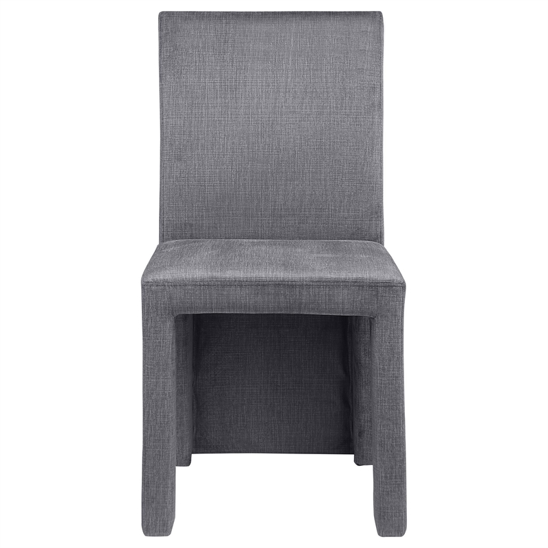Orde Dining Side Chair Set of 2- Square Legs Panel Back- Gray Velvet