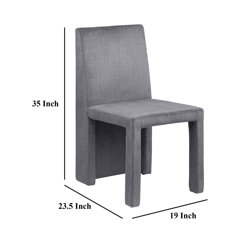 Orde Dining Side Chair Set of 2- Square Legs Panel Back- Gray Velvet
