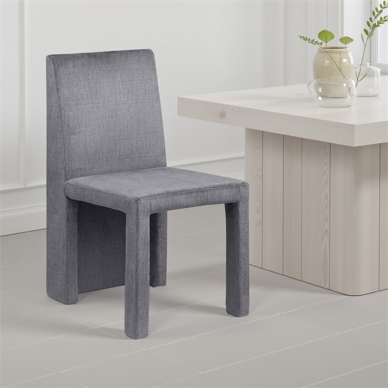 Orde Dining Side Chair Set of 2- Square Legs Panel Back- Gray Velvet