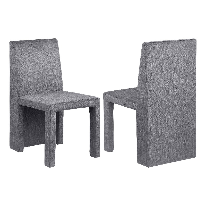 Orde Dining Side Chair Set of 2- Square Legs Panel Back- Gray Velvet
