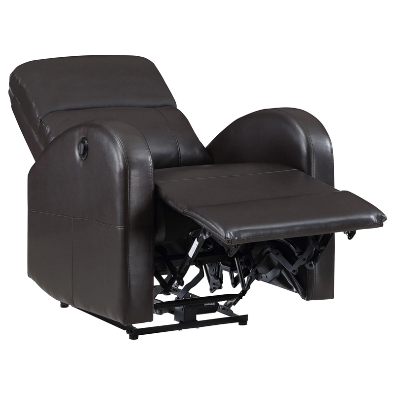 Nami Power Recliner Chair- Plush Cushioned Espresso Brown Faux Leather