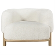 Linia- Accent Chair- Soft Cushioned Barrel Back- Ivory- Brown Wood