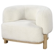 Linia- Accent Chair- Soft Cushioned Barrel Back- Ivory- Brown Wood